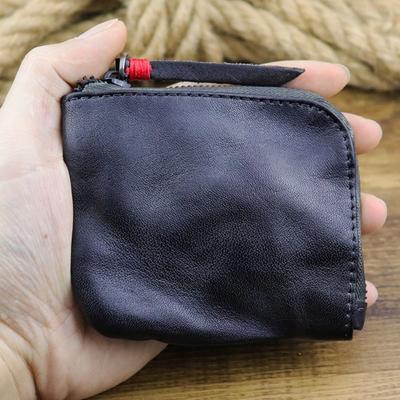 Unisex Leather Coin Purse Multi-colors Vintage Handmade Zipper Wallet Key Cardholders Card Holder Bag for Women & Men