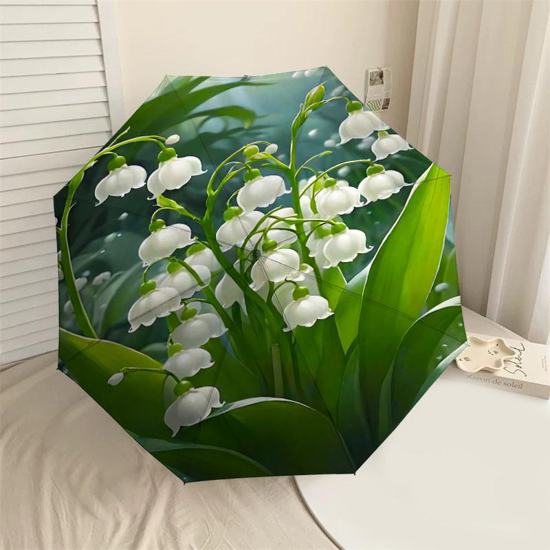 

1PC Lily of the Valley Umbrella-8-Rib Reinforced Portable Folding Travel Suitable for All Seasons Outdoor Daily Use-G376