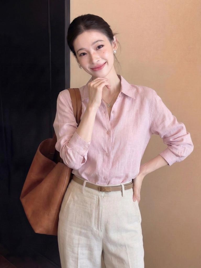 Summer New Linen Minimalist Old Money Simple Solid Color Sunscreen Shirt Women's Simple Casual Shirt A