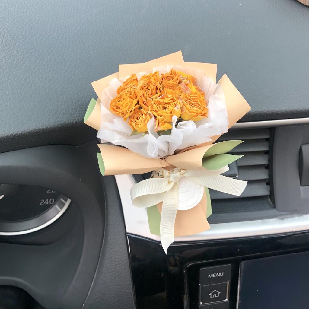 Natural Mini Rose Dried Flower Bouquet Car Air Outlet Pendant Aromatherapy Decoration Birthday Gift
