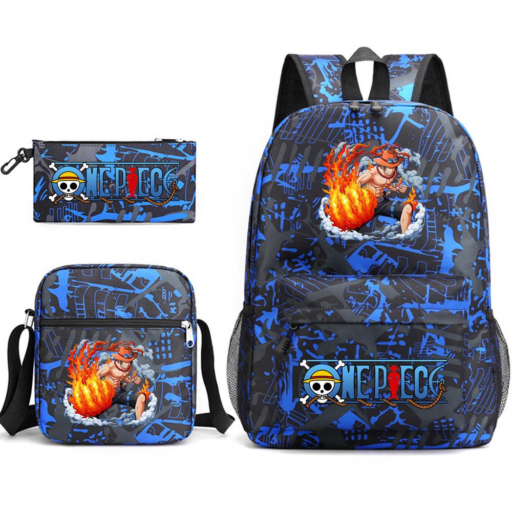 One Piece Anime Rucksack für Schüler Outdoor Campus Schultasche mit Federmäppchen Digitaldruck