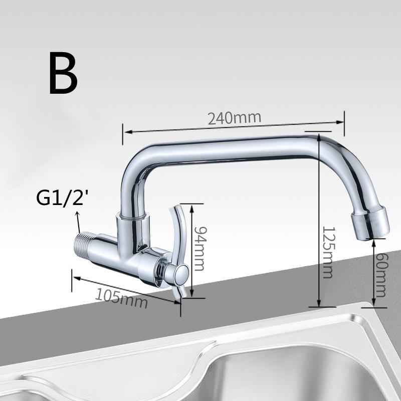 Kitchen Faucet 360 Degree Swivel Brass Kitchen Mixer Single Cold Singk Tap Single Hole Water Tap Wall Mount