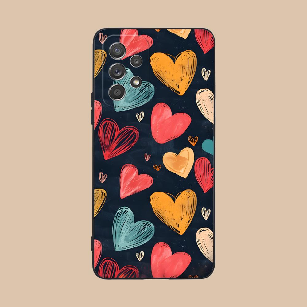 Y2K Glowing Hearts Mobile Phone Case for Samsung Galaxy A73 72 71 70 56 55 54 53 52 36 35 34 23 16 15 5G Colour Protective
