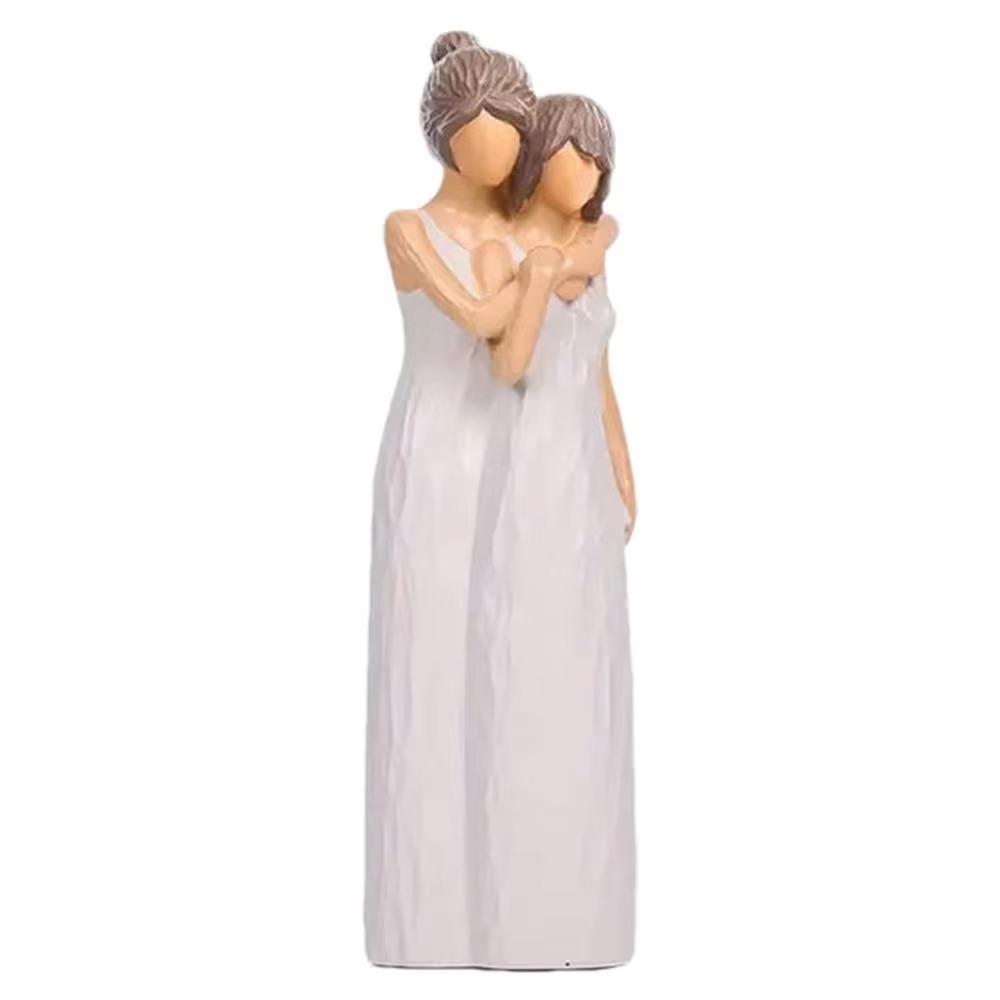 Elegant Mom Hug Daughter Sculptures Hand-Painte Family Sculpture  Living Room