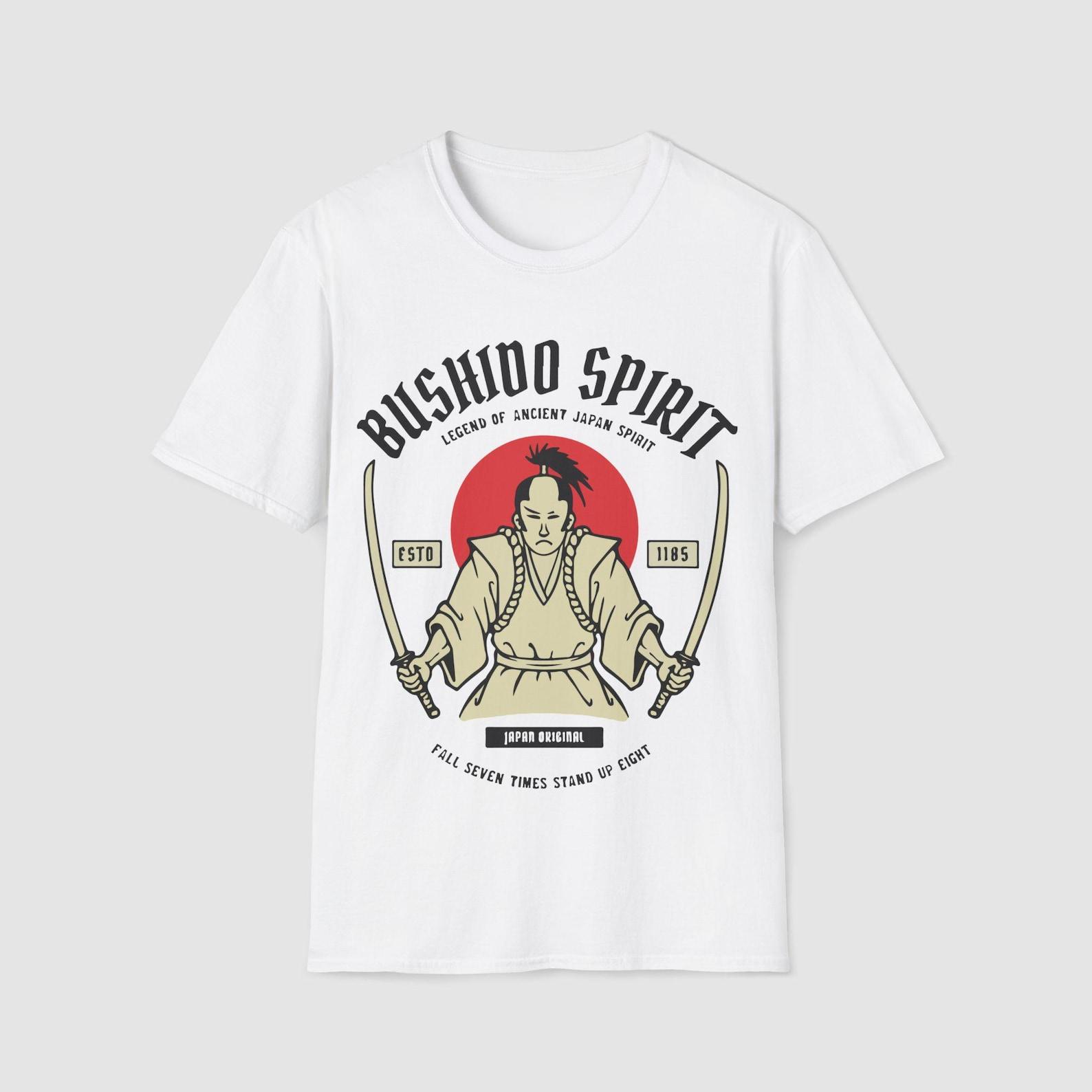 Bushido Spirit Samurai Illustration T-Shirt | Japanese Warrior Graphic S