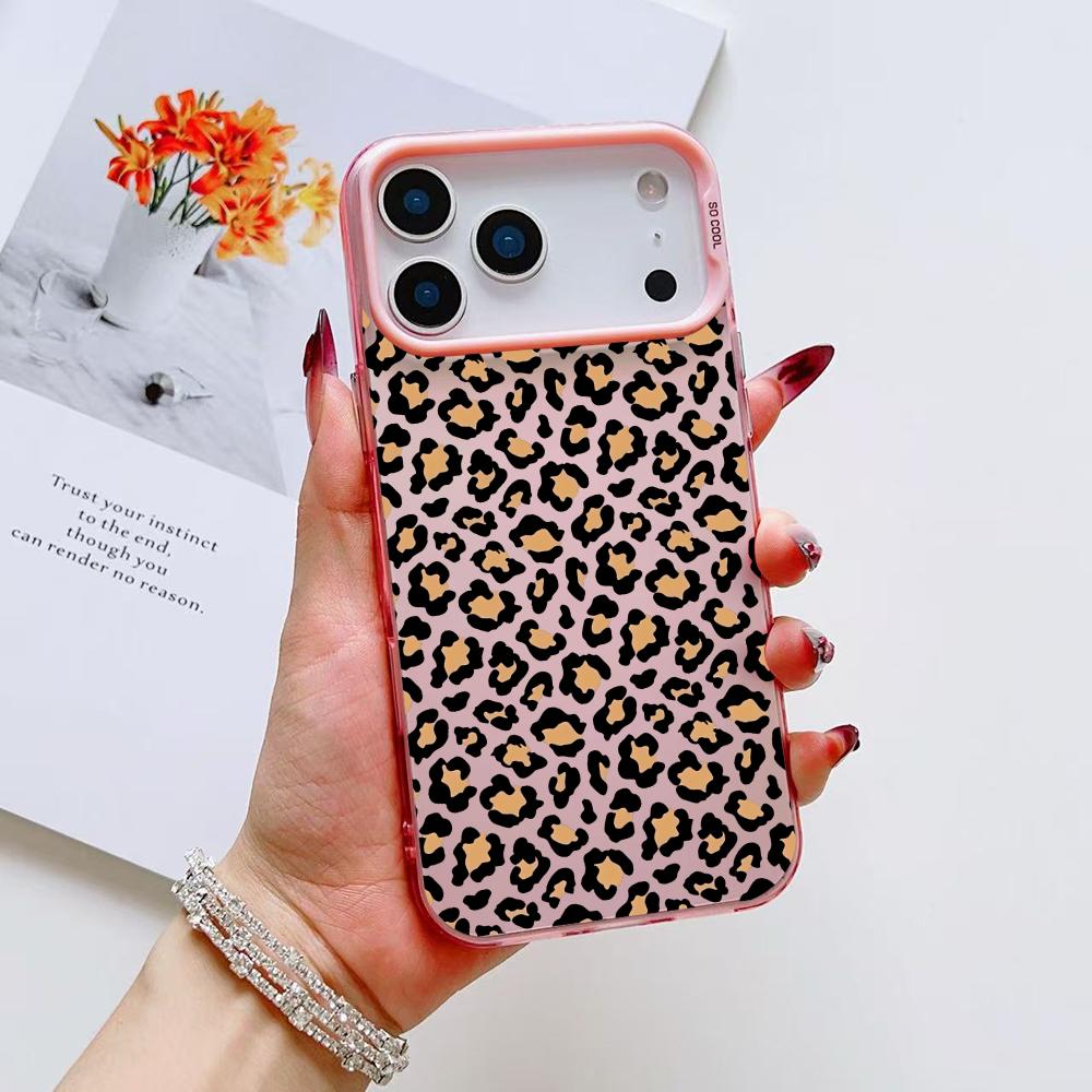 INS Leopard Print Phone Case For iPhone 17 16 15 14 13 12 11 Pro Max Air Matte Laser Aurora Shockproof Funda