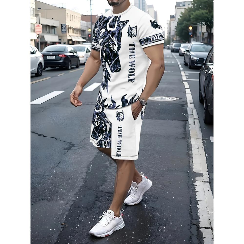 Summer Outdoor Street Fashion Men's T-shirts Everyday Casual Men's Athletic Shorts T-shirts And Shorts Men's Sets