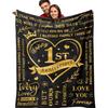 Amonee-YL 1 Year Wedding Anniversary Blanket 50"X60", 1 Year Anniversary Romantic Gifts for Him/Her, 1st Anniversary Wedding Gifts for Husband/Wife,
