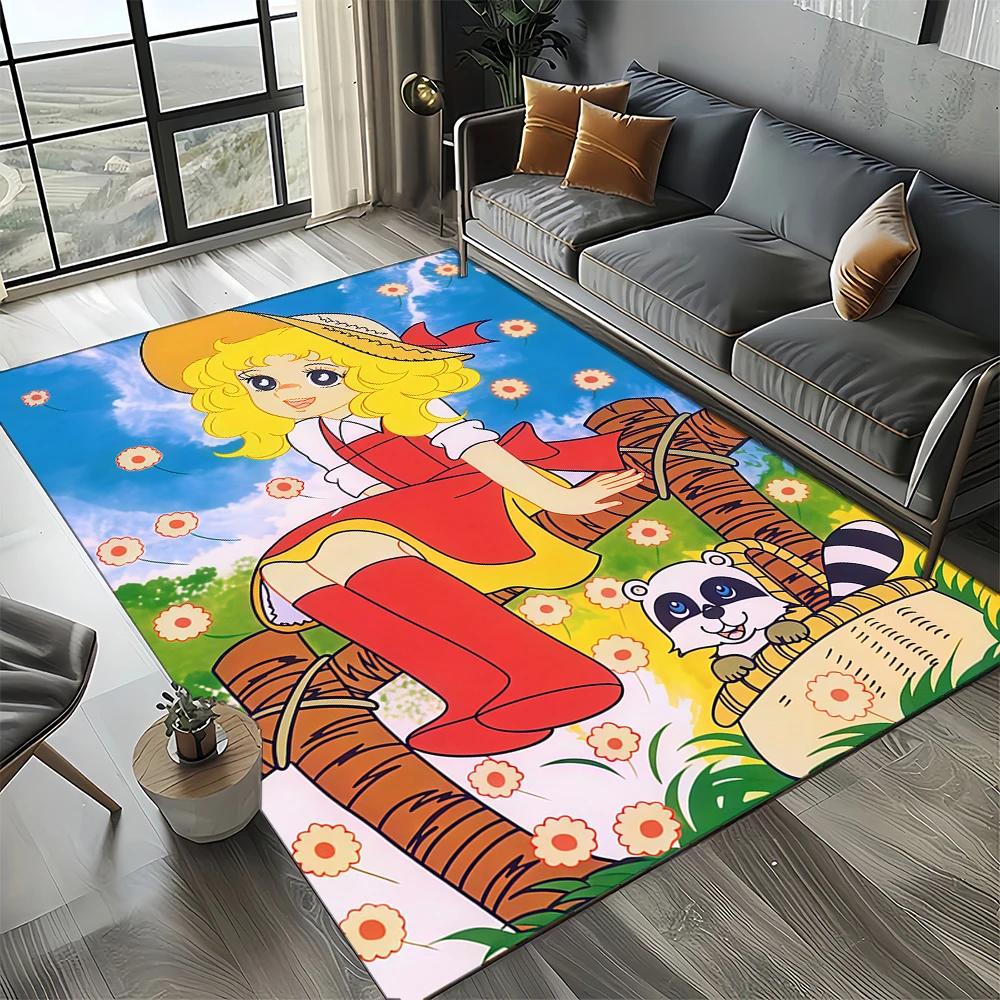 2025 Neuer Stil Süßigkeit Süße Mädchen Cartoon Anime Teppich für Wohnzimmer Schlafzimmer Dekoration, Rutschfeste Dekoration für Sofa Fußmatte Kinder