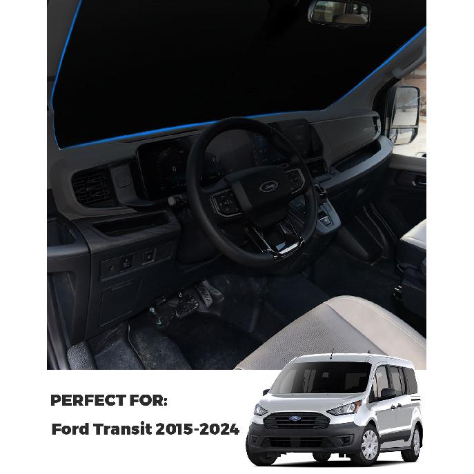 Car Window Sun Shade Front Windshield Custom For Ford Transit 2015-2024 Sunshade Cover Window Sun Visor Foldable Blocks UV Rays