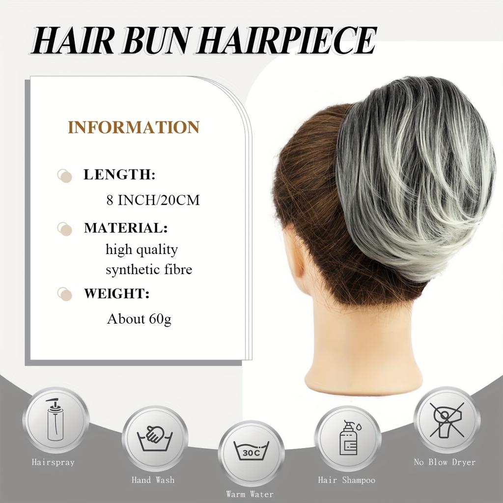 Hair Bun Hairpiece Fully Short Ponytail Bun Hair Chignon with Comb Clip  BBun Updo Drawstringun Synthetic Hair Pieces Extension for Women