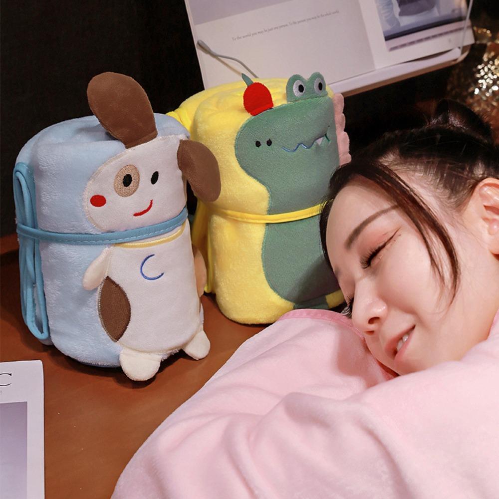 Skin-friendly Cartoon Animal Newborn Blanket Space-saving Nap Pillow Children Gift