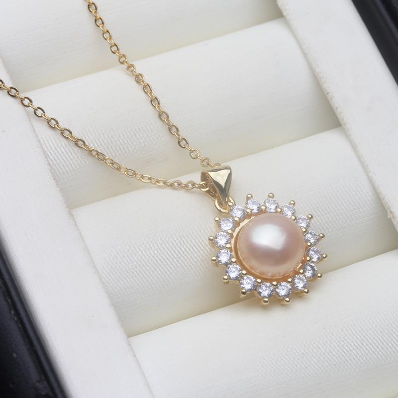 

Real Trendy Natural Fresh Water Pearl Pendant 925,White Cultured Sterling Silver Pearl Pendant Wife Mother Birthday Gift Pink