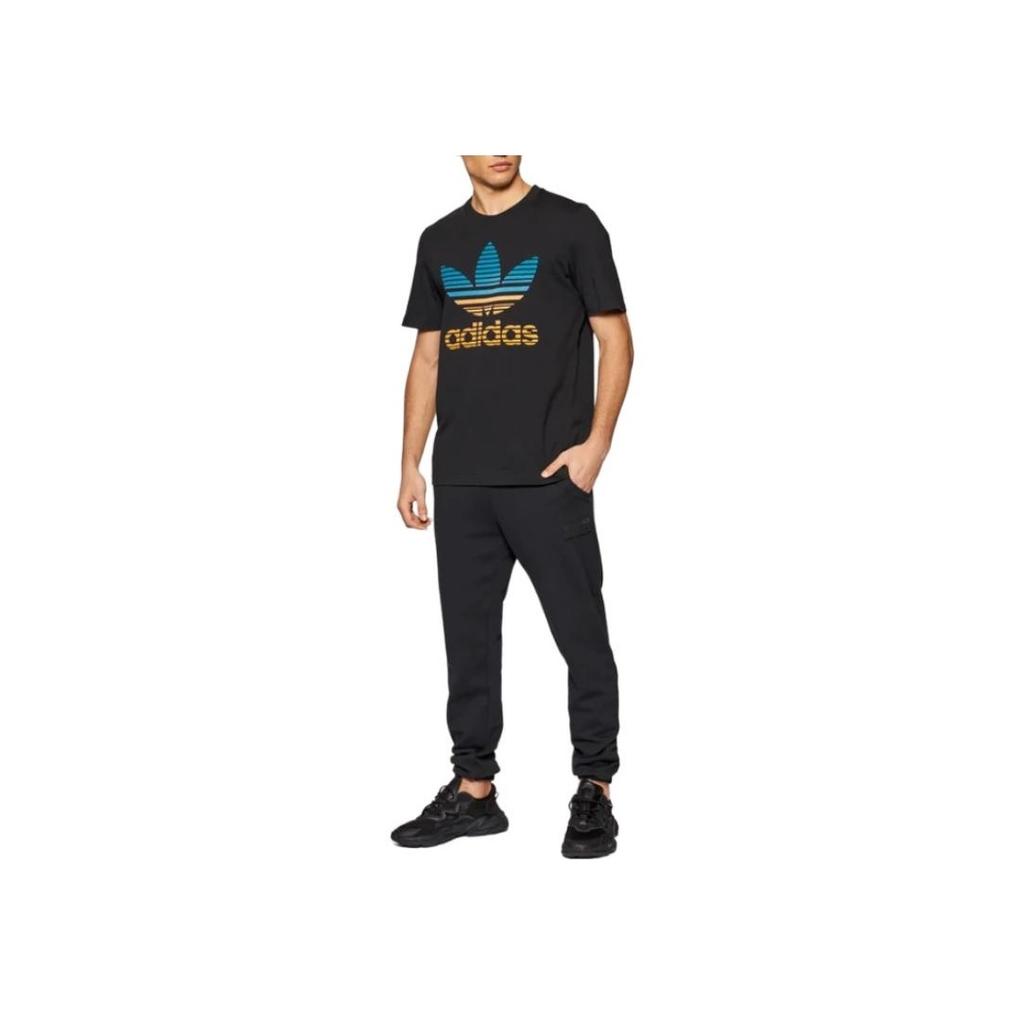 Adidas Originals Trefoil SS22 Color Logo Print Crew Neck T-Shirt Men Tops Black GP0166