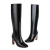 Women's Boots Autumn and Winter Fashion New Style Sexy Knee-High Square heel Square Toe black Platform high 9cm plus size 34-48