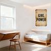 Vintage 'GIRL POWER' Metal Tin Sign Distressed Rusty Wall Decor with Mounting Holes Retro Aesthetic for Home Office Motivation D