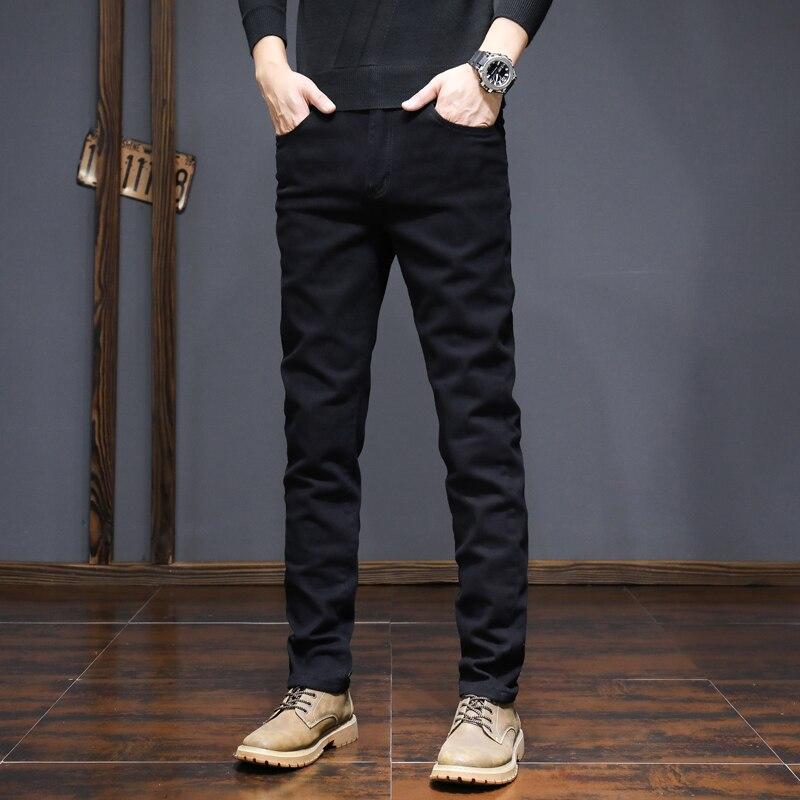 Мужские узкие джинсы Stretch Straight Tube Slim Мужские джинсы Casual Fashion Универсальные джинсы Высокое качество 27 чёрный