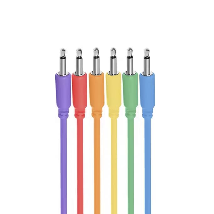 Set de cables de patch para sintetizador modular [LAMBDA] (rojo, amarillo, naranja, azul, verde, morado) (45cm)