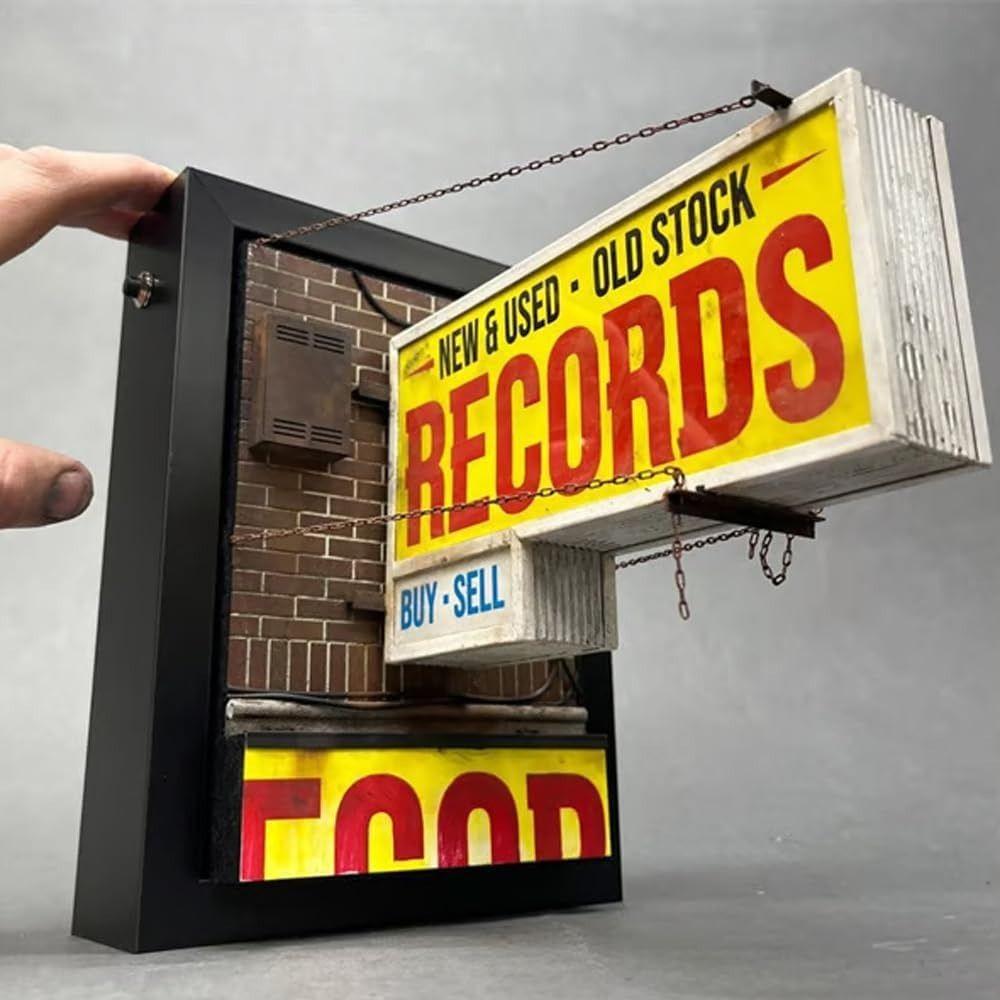 3D Miniature Record Store Retro Wall Light Retro Record Player Wall Light  Record Collector Gift
