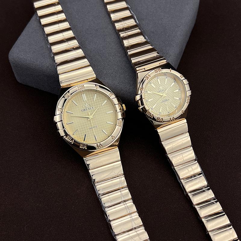 Men Watch Light Luxury Brand Waterproof Couple Watches Gold Classic Steel Women Fashion Quartz Wristwatch Gift
