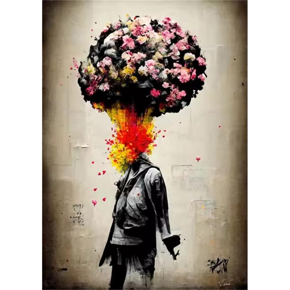 Pittura Diamante Fai da Te 5D Punto Croce Ricamo Arte Classica Banksy Ragazza con Orecchino di Perla Trapano Rotondo Completo Decorazione Casa Arte da Parete Regalo