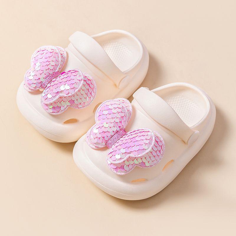 

Children s slippers girls princess wind out non-slip soft-soled hole shoes fashion bow girl baby bag head shoes 200Mm recommended foot length 19.5-20cm