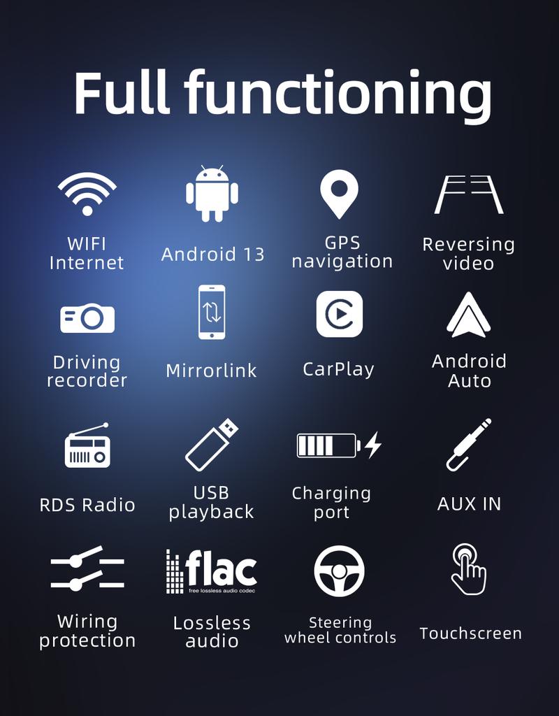 ACODO 1 Din 7" Electric Retractable Screen Android 13 Carplay Car Radio GPS Navigation Multimedia Player Audio Video Head Unit