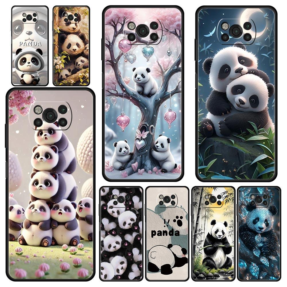Baby Panda Phone Case Cover for Xiaomi Poco F7 Ultra F6 F5 F4 F3 X6 X5 X4 X3 NFC C51 C55 M4 GT 5G Soft TPU Shell Fundas Capas