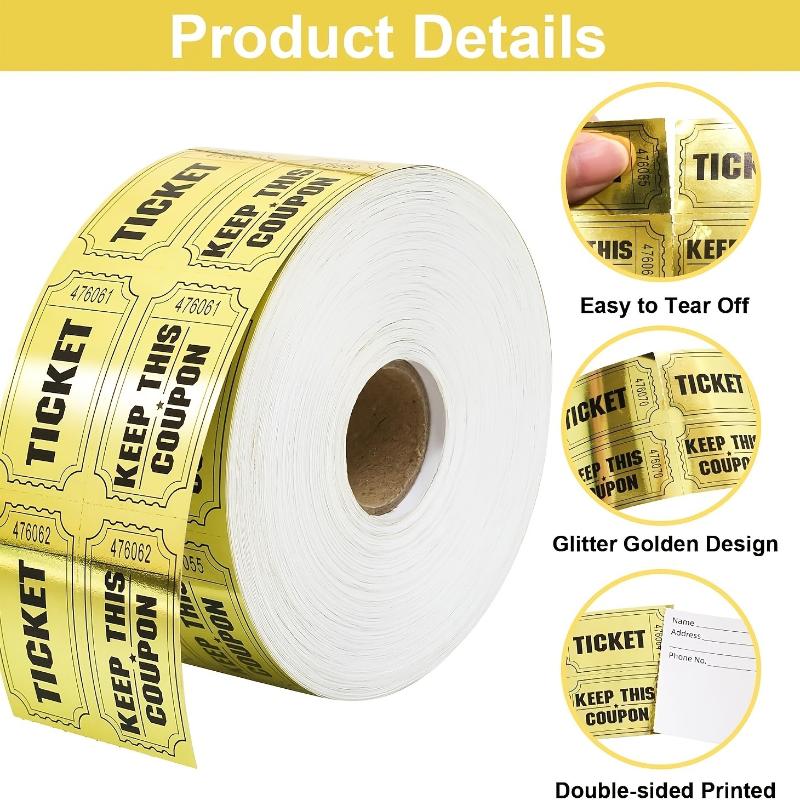 Colorful Tearable Raffle Tickets Double Rolls Admission Ticket, For Events, Competitions, Classroom Rewards, Carnivals