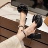 Fashion Chunky Heel Shoes Spring New Round Head Shallow Mouth Butterfly Knot Waterproof Platform Bead Non-slip High Heels