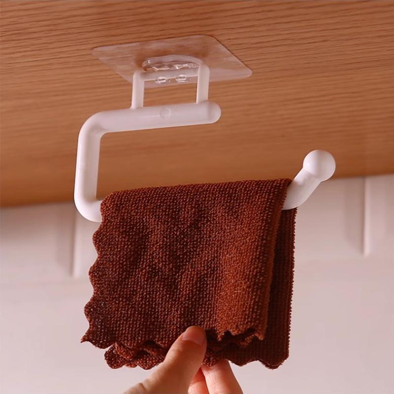 No Drill Kitchen Paper Towel Roll Holder Counter Space Saving Adhesive Rack Dishcloth Hanger for Small Kitchens
