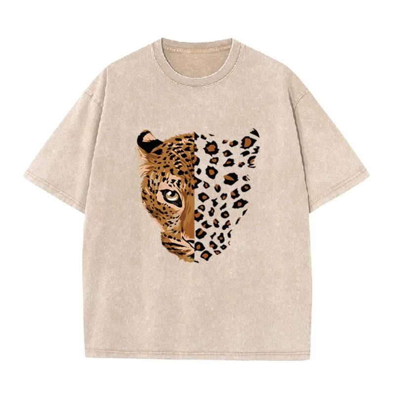 Vintage Purple Leopard Graphic T Shirt Animal Print Acid Wash Oversized Tee