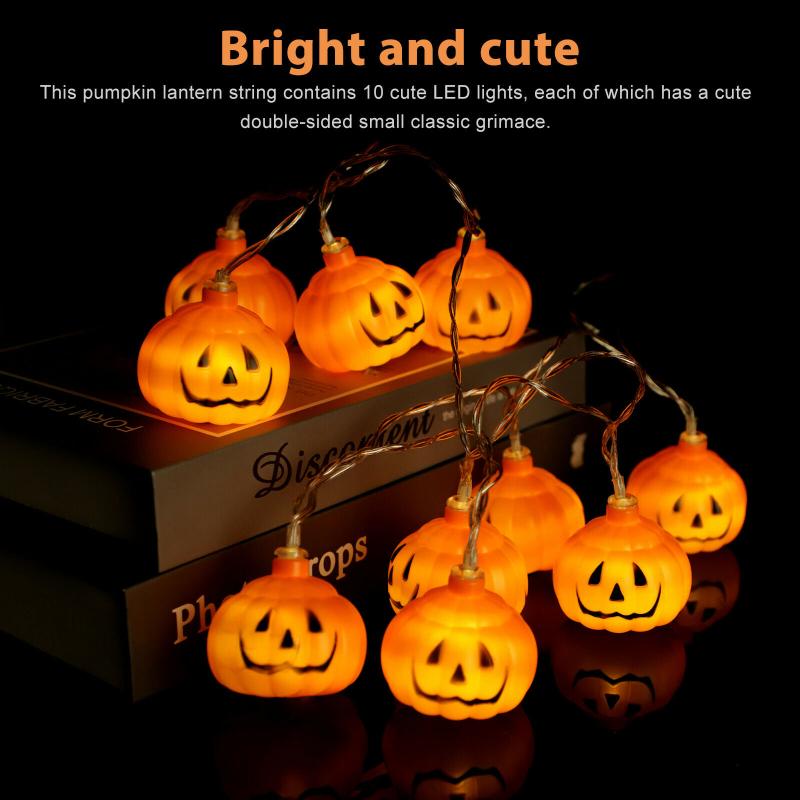 10/20/40led Halloween Pumpkin String Lights Energy-saving Hanging Lantern Lamp For Home Party