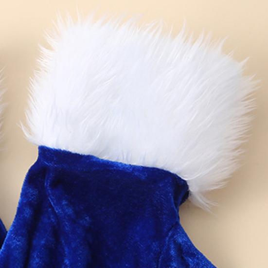 Krátké retro sametové rukavice Dámské operní rukavice s chlupatými bílými manžetami Délka k zápěstí Prstové rukavice na vánoční kostým Svatba Čajový dýchánek Banket Tanec