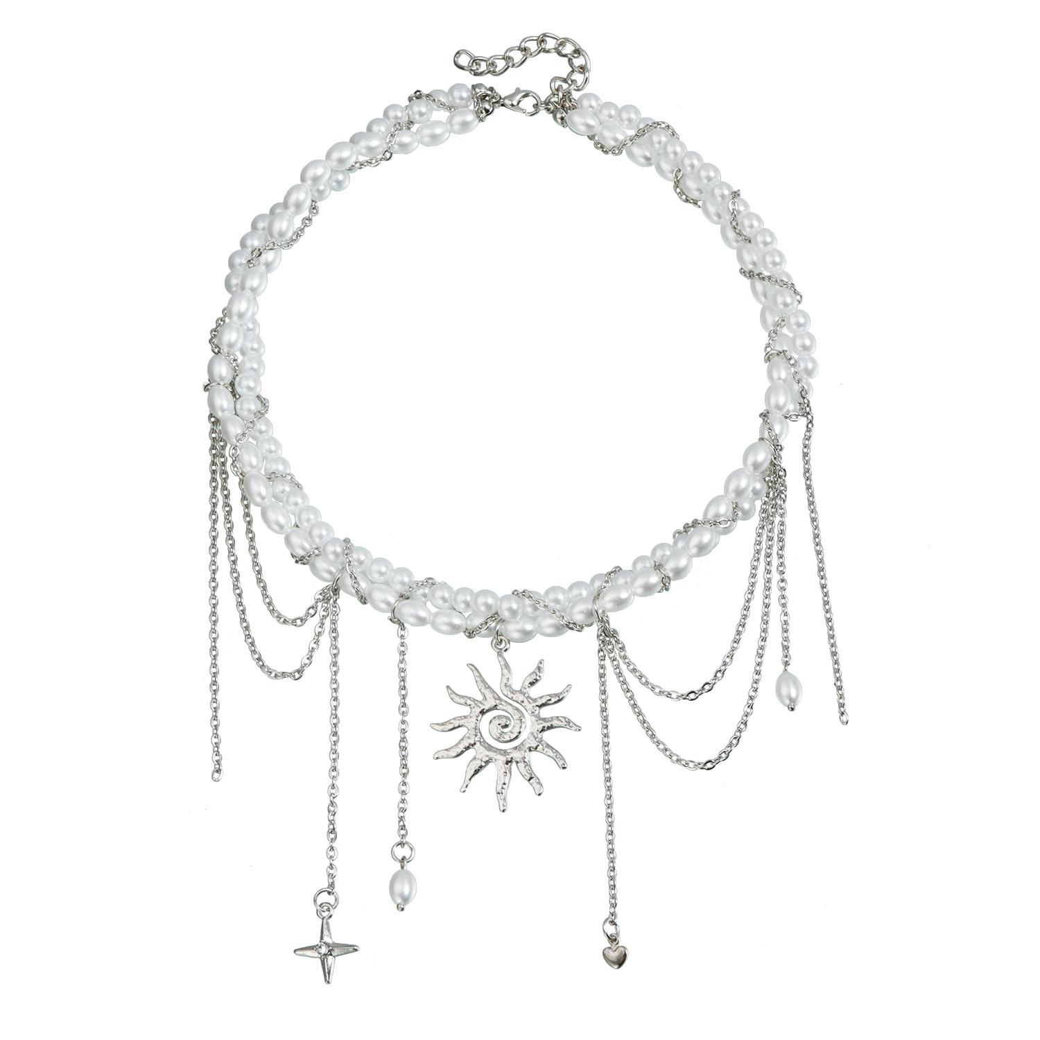 Sexy spiral sunflower pendant necklace multi-element mango star love fringe necklace