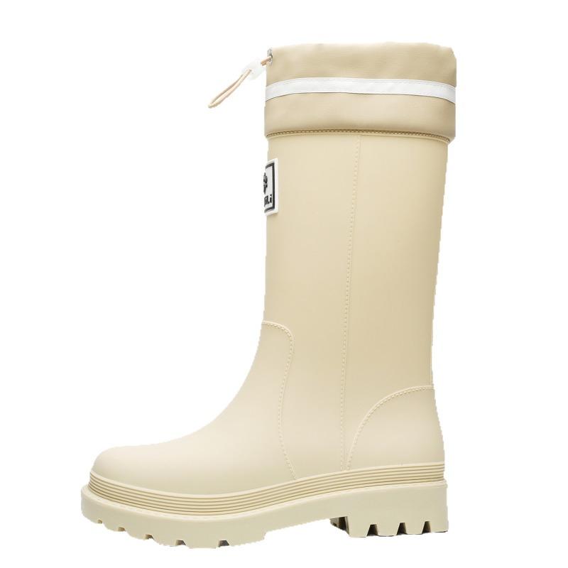 New medium tube rain shoes, women's non-slip water shoes, fashion water boots, thick-soled rain boots and velvet work rubber shoes