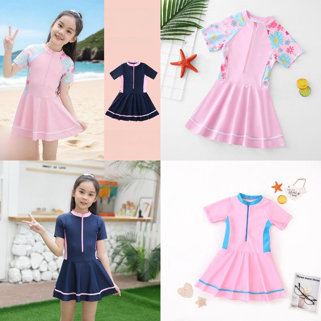 Costume da bagno intero per bambina stile vestito Poliestere Carino Principessa Costumi da bagno per bambini dai 2 ai 12 anni