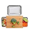 Wooden Pull-out Cutting Board with Stainless Steel Tray for Fruits, Vegetables, and Meat.