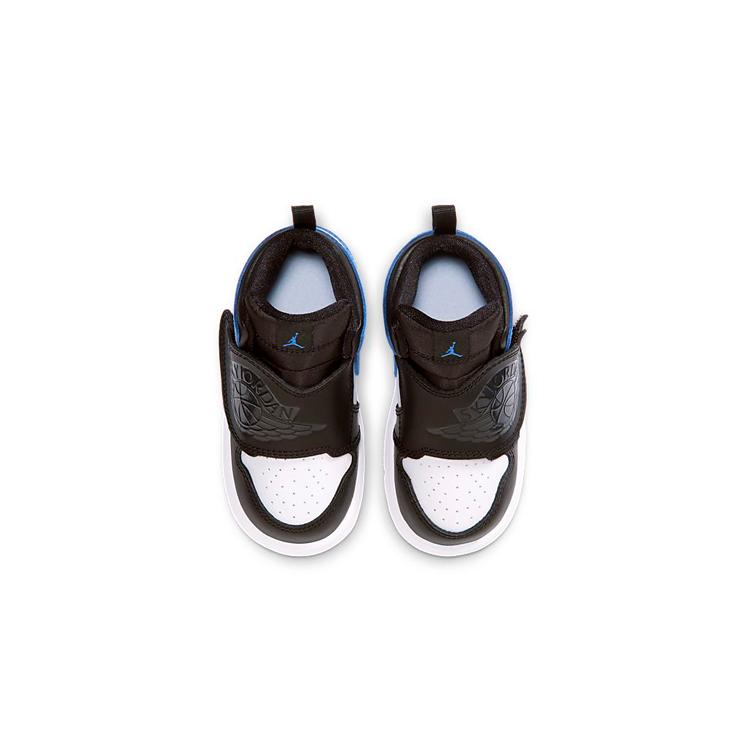 New Jordan Air Jordan 1 Cushioned Slip-Resistant Mid-Top Toddler Shoes Black Blue Infant And Toddler BQ7196-115