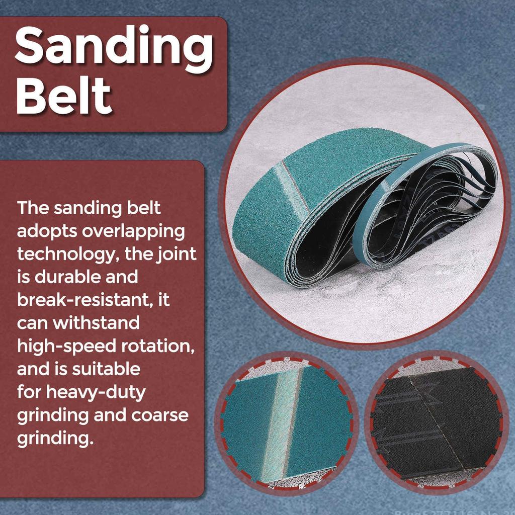 Kozelo Sanding 3 x Zirconia Abrasive Sander Suitable for Metal and Weld Rust 10-Pack Belts, 21-inch, 40/60/80/120 Grit, Belts, Paper, Polishing,
