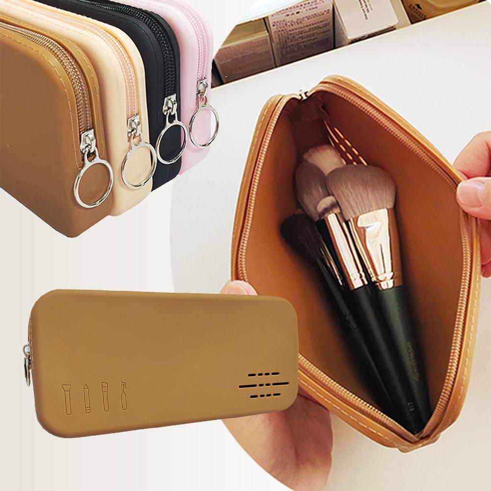 Silicone Makeup Brush Bag Stylish Travel Cosmetic Bag Portable Waterproof Girls Makeup Storage Bag