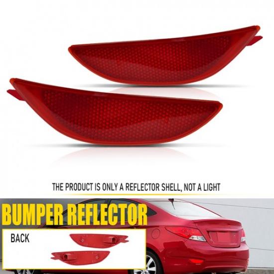 Pair Left & Right Rear Reflector Bumper Light For 2012-2017 Hyundai Sedan Accent