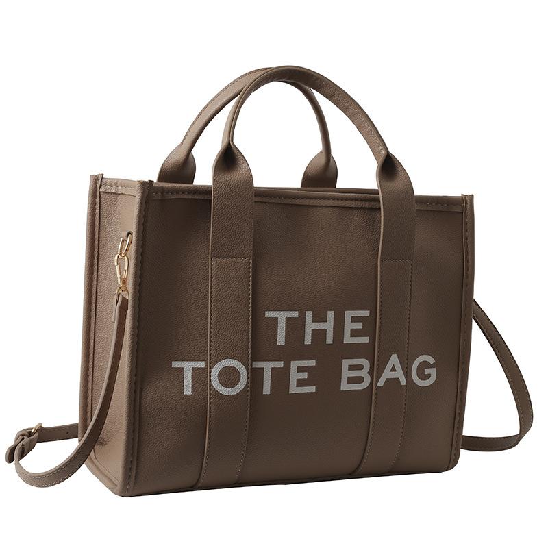 New women's bag women's new solid color pu letter tote bag simple casual messenger large capacity portable