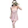 Sexy Women's Home Sleepwear Strap Nightgown Cherry Blossom Pink Pure Lace Trim Nightdress Home Comfortable Night Dress