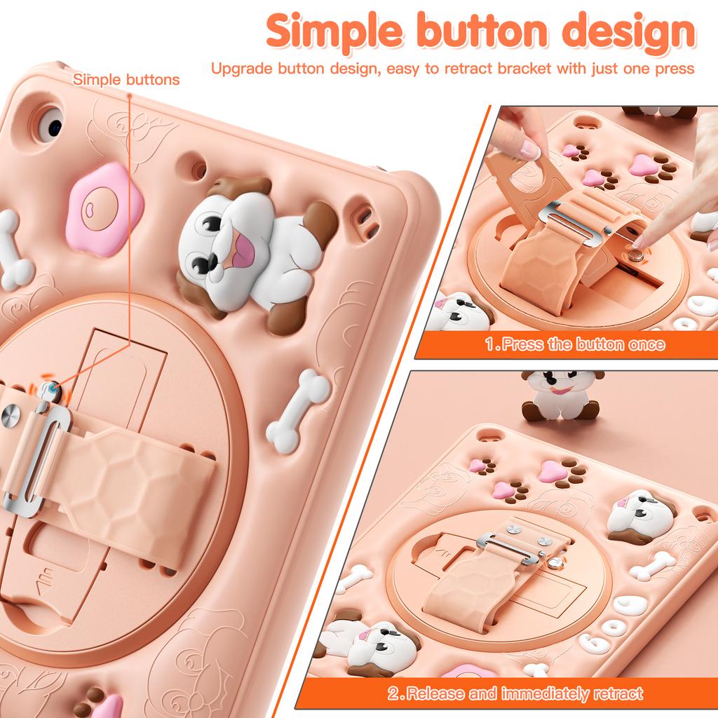 For iPad 10.2 (2021)/(2020)/(2019) Case Kickstand Cute Dog PC+Silicone+TPU Tablet Cover