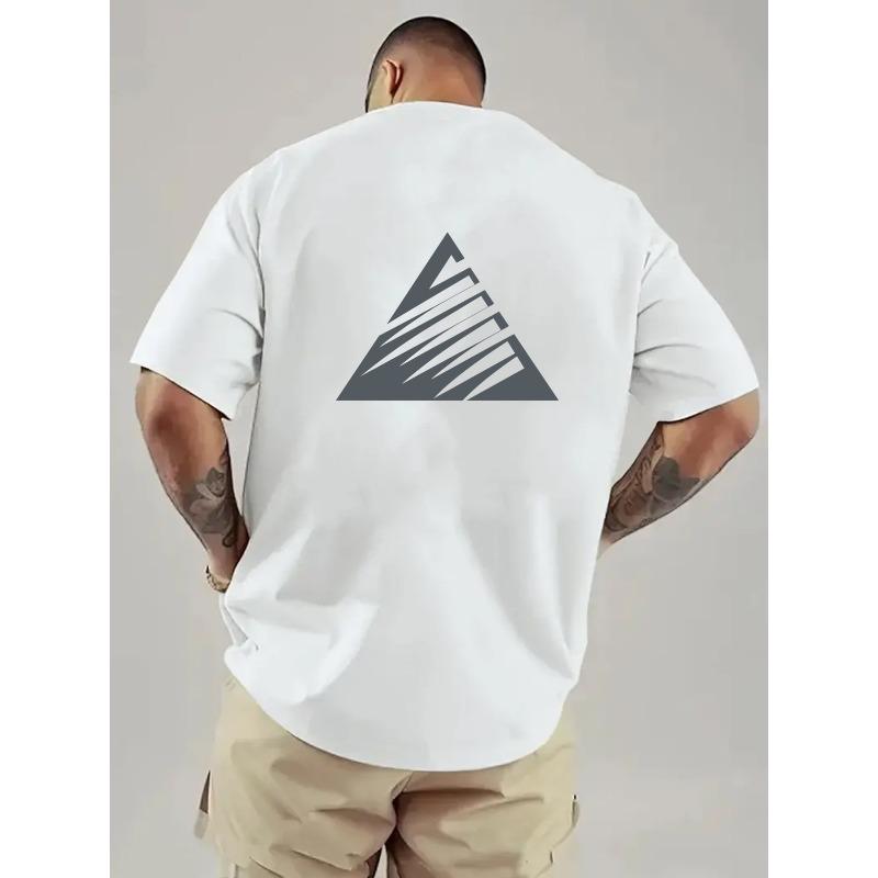 European Size Men'S Drop-Shoulder T-Shirt, Mountain Peak And Mountaineering Double-Sided Pattern Men'S Loose-Fit T-Shirt, New Trendy