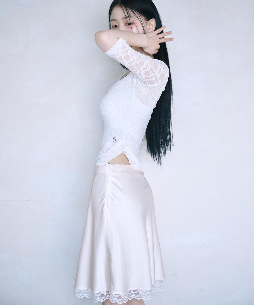 Leijeumiya Sana Lace Shirring Top [White]