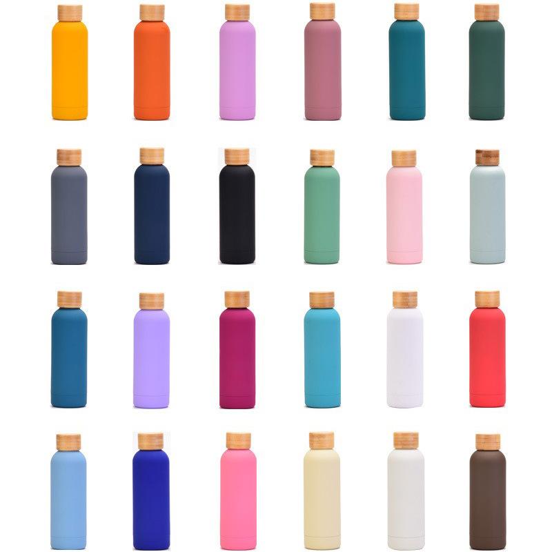 304 Stainless Steel Thermos Cup Matte Outdoor Water Cup Bamboo Cover Retro High-Value Water Cup