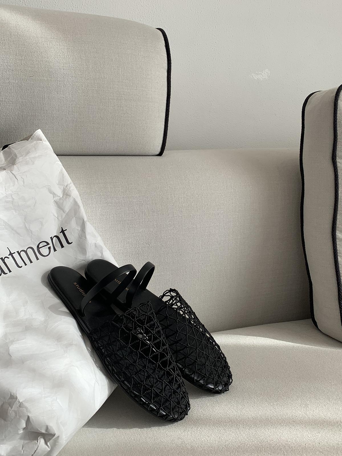 

Grape mother studiolee summer hollow niche design outer wear one word with bag head flat bottom cool slippers women 40