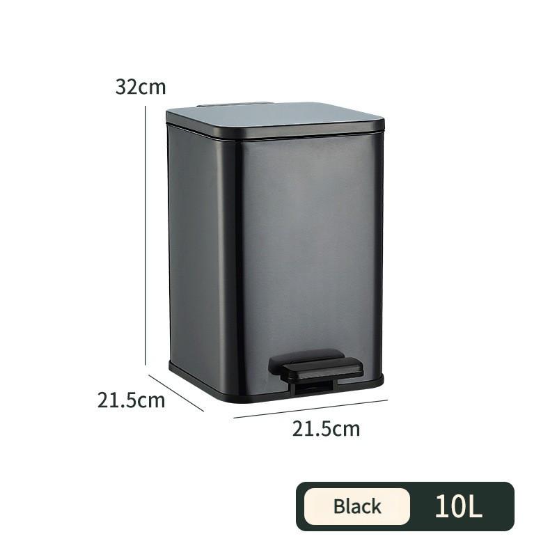 

Бытовое квадратное мусорное ведро из нержавеющей стали, кухонное, для гостиной, большой вместимости, с педальным механизмом, гигиеничное чёрный
